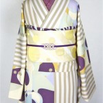 モダン着物芥子色ストライプ